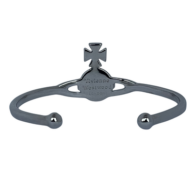 Vivienne Westwood Silver Tone Orb Bangle, Pink and Aqua Crystals