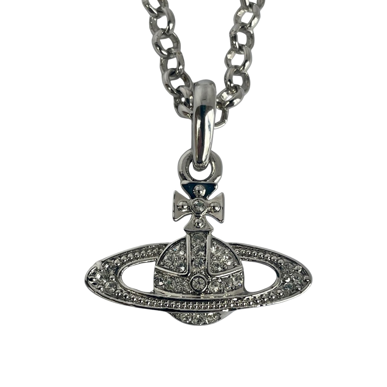 Vivienne Westwood Silver-Tone Crystal Orb Necklace  Boxed