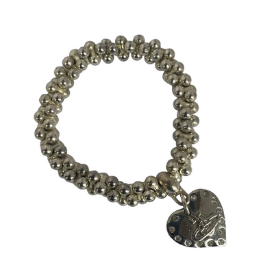 Vivienne Westwood Silver Tone Heart Orb Beaded Bracelet