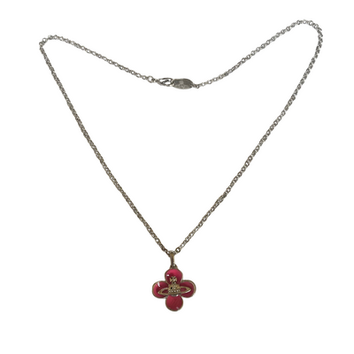 Vivienne Westwood Pink Enamel Flower Pendant Necklace with Orb