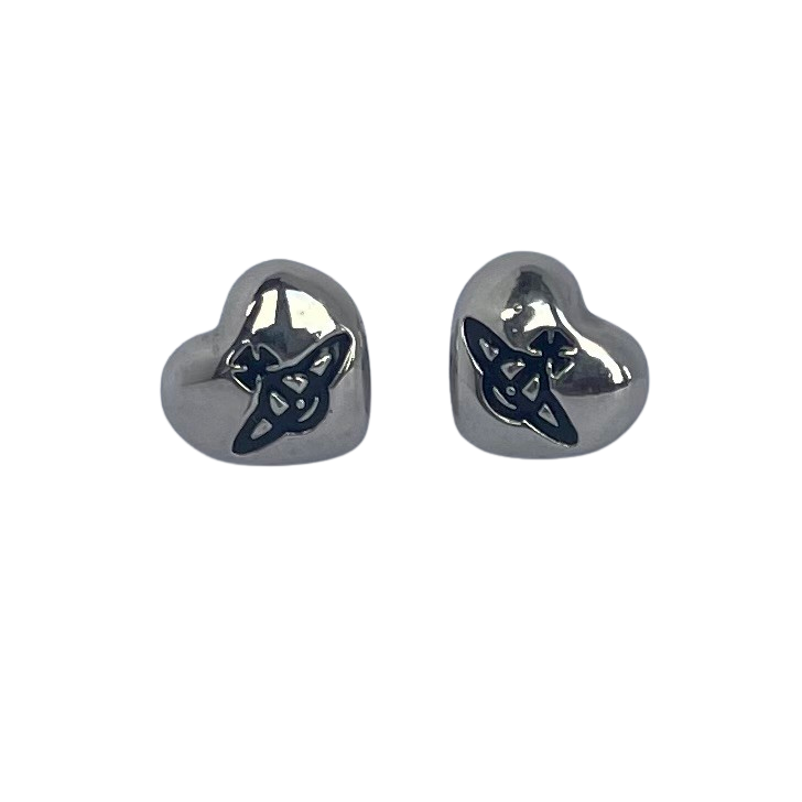 Vivienne Westwood Small Heart Silver-Tone Orb Stud Earrings