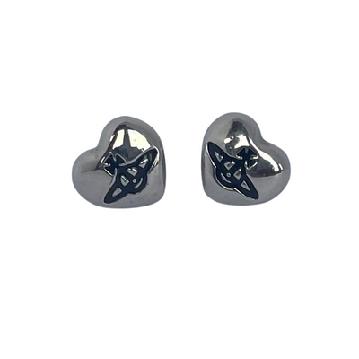 Vivienne Westwood Small Heart Silver-Tone Orb Stud Earrings