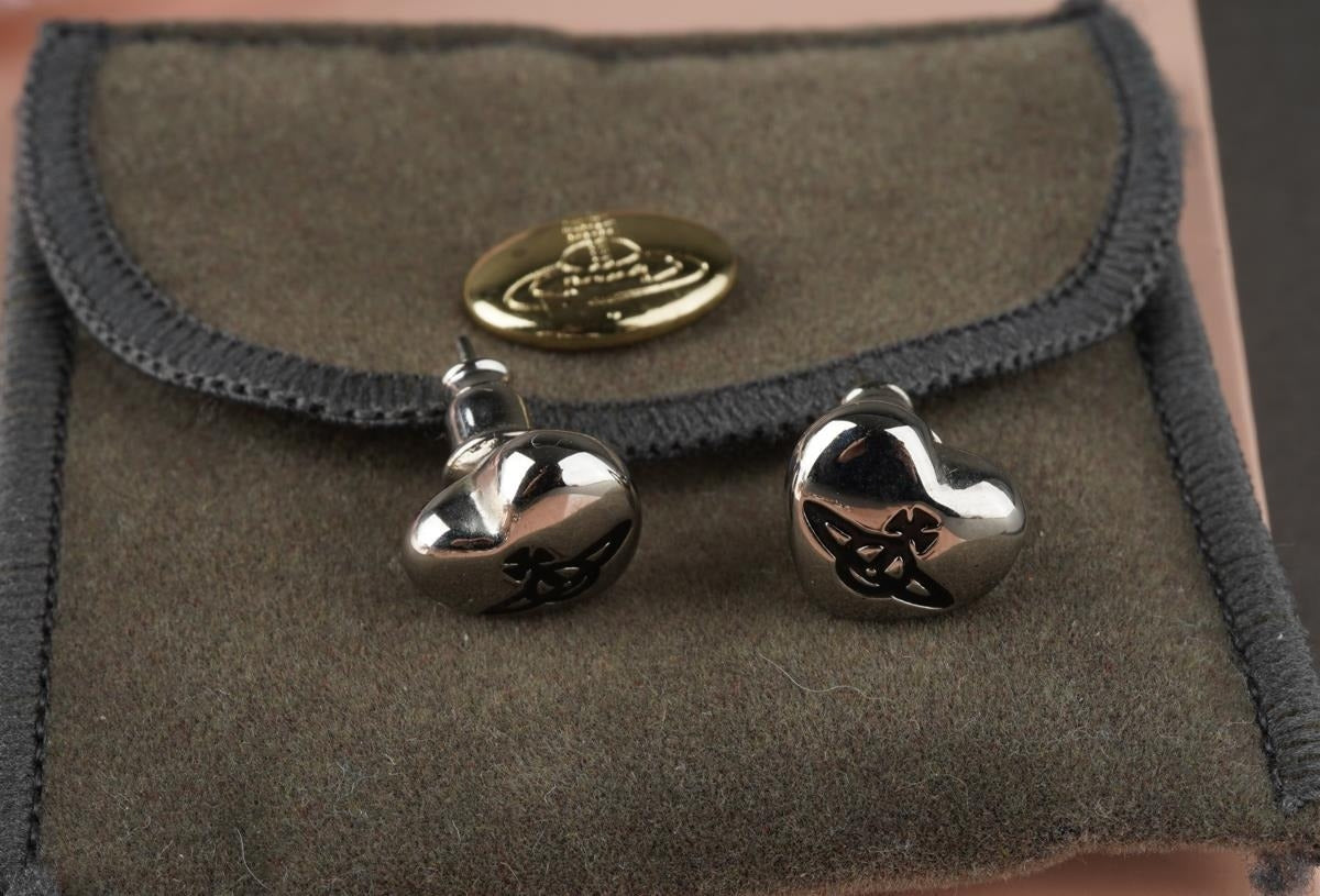 Vivienne Westwood Small Heart Silver-Tone Orb Stud Earrings