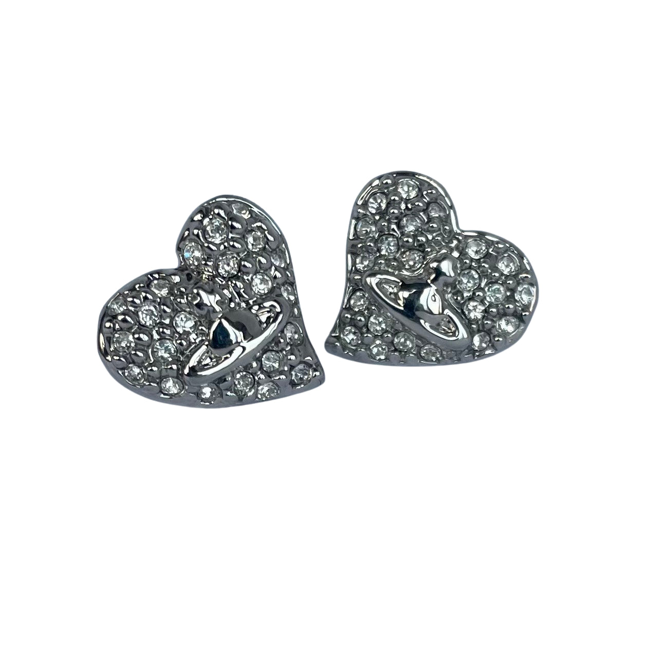 Vivienne Westwood Crystal Heart Stud Earrings