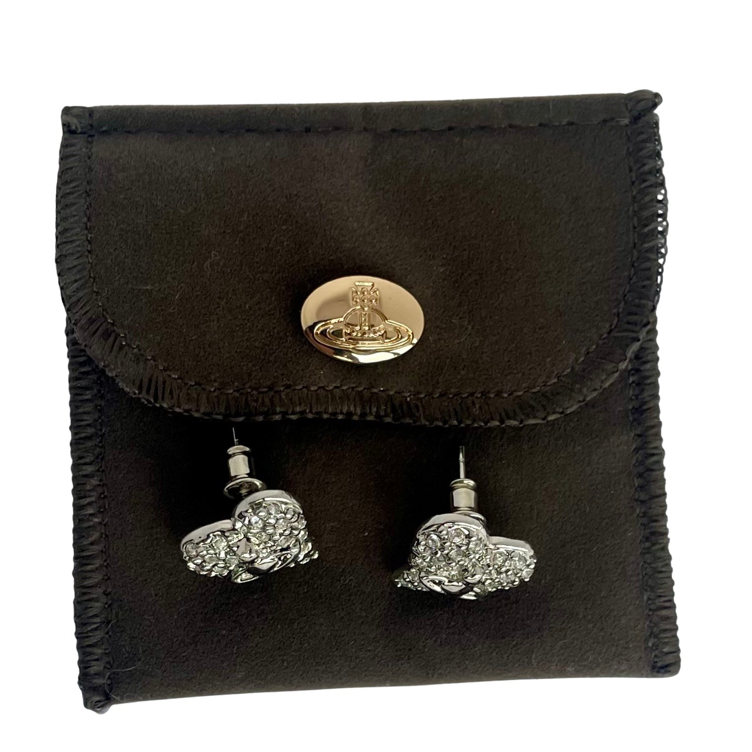 Vivienne Westwood Crystal Heart Stud Earrings