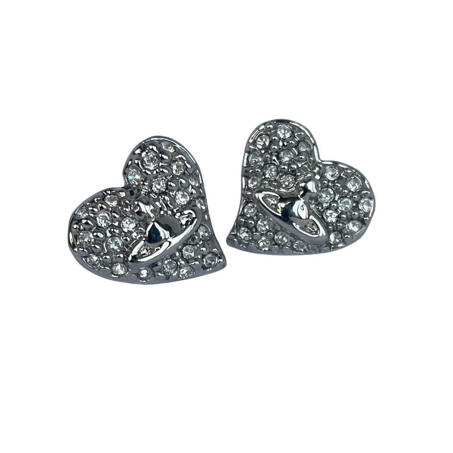 Vivienne Westwood Crystal Heart Stud Earrings
