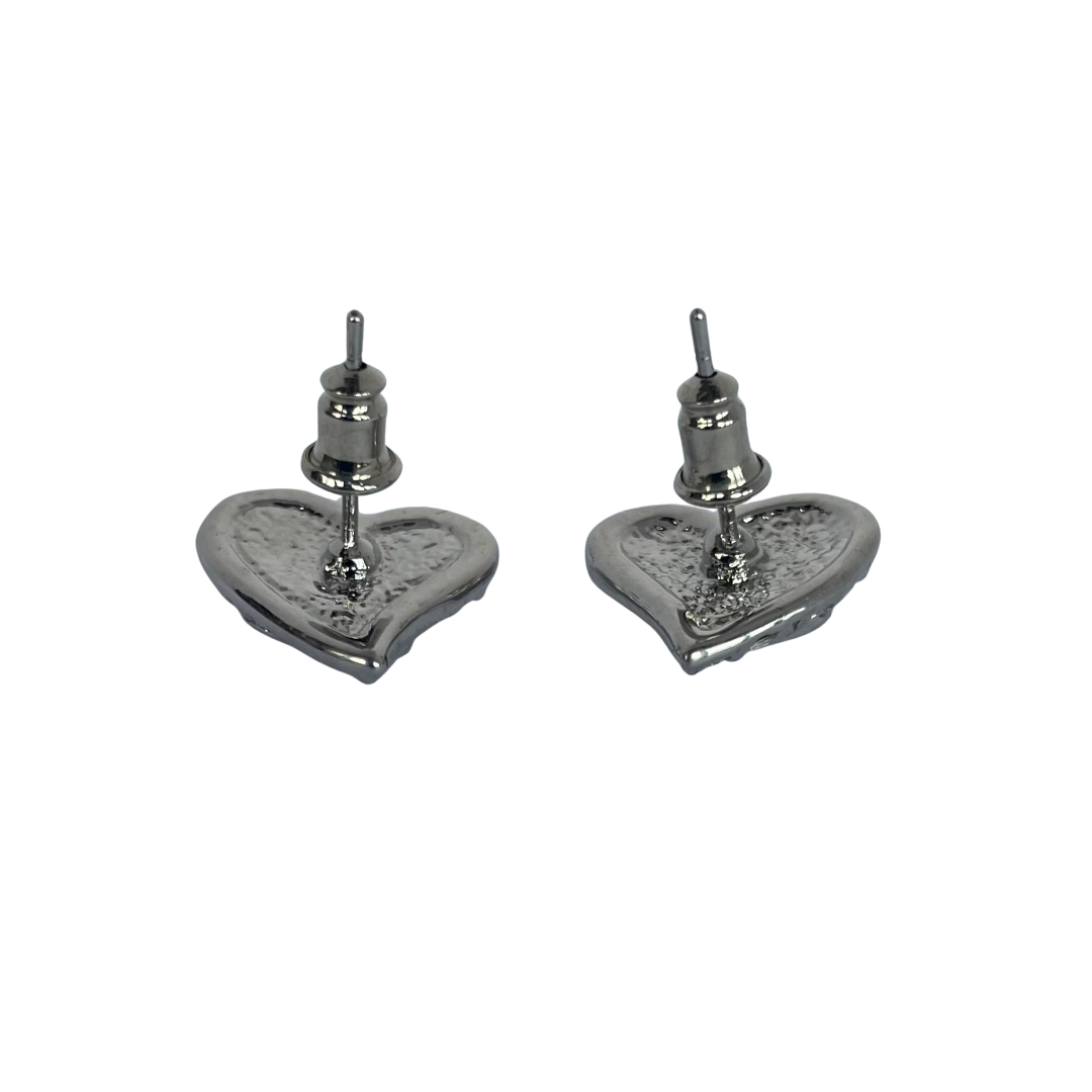Vivienne Westwood Crystal Heart Stud Earrings