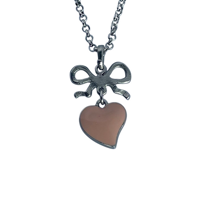 Vivienne Westwood Pink Heart and Bow Silver-Tone Necklace