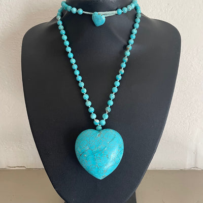 Lola Rose Turquoise Howlite  Heart Statement Long Necklace