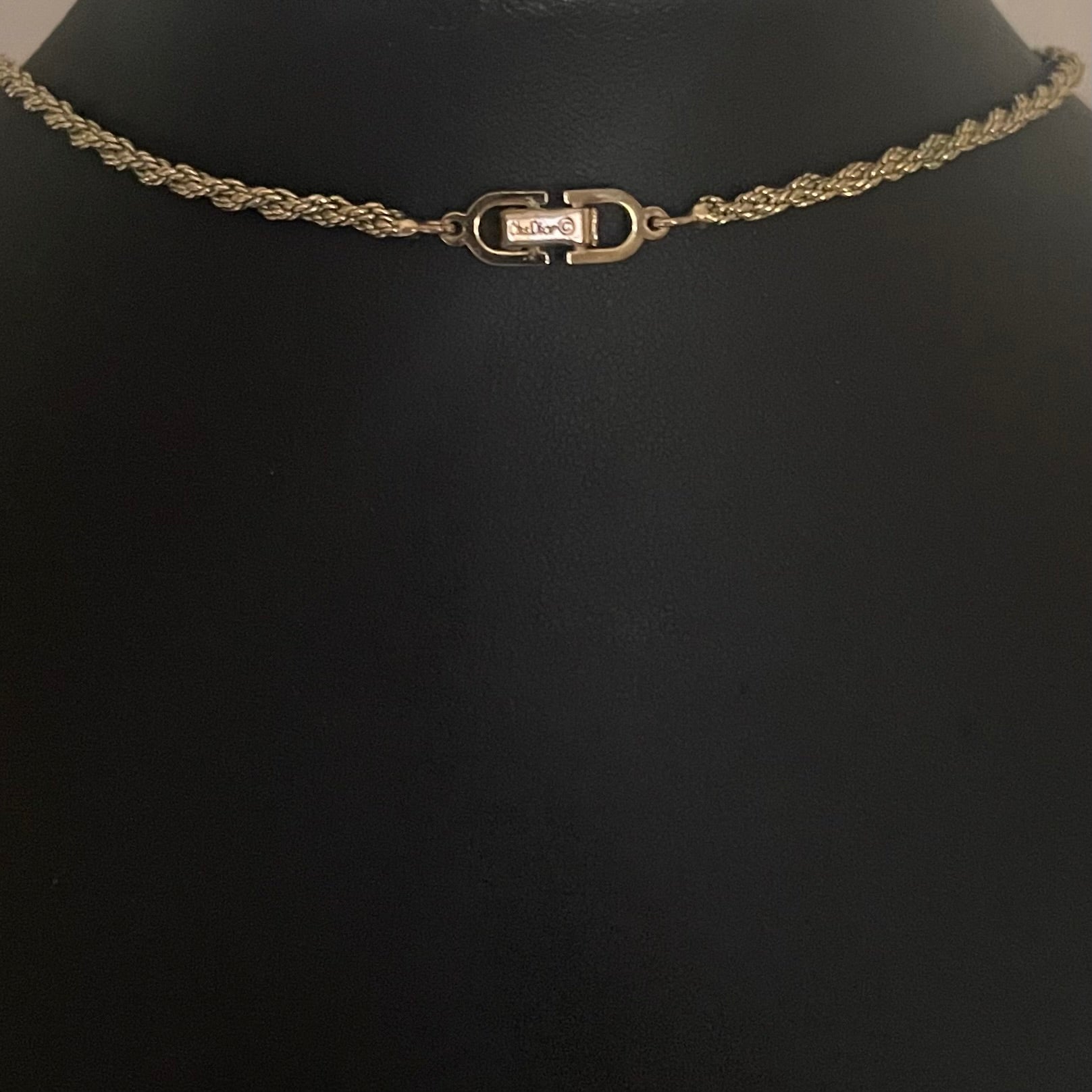 Vintage Christian Dior Twisted Rope Lariat Necklace with Pearl Drop