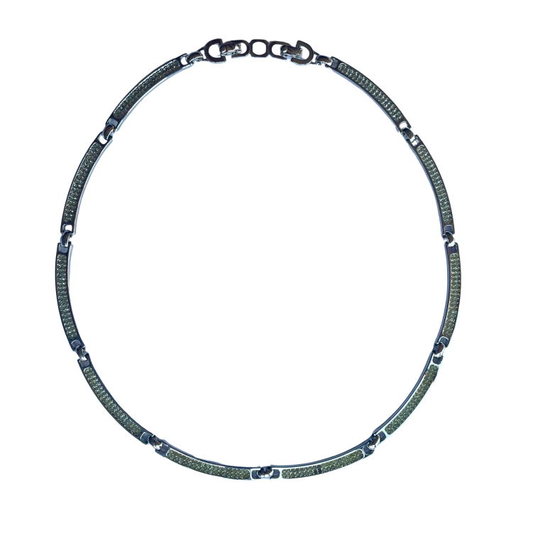 Vintage Christian Dior Collar Silver Tone Necklace with Pavé Crystals, 1990s