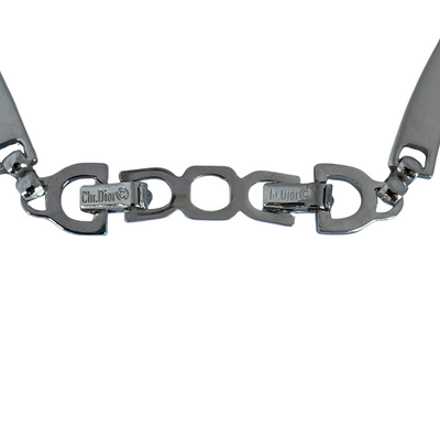 Vintage Christian Dior Collar Silver Tone Necklace with Pavé Crystals, 1990s