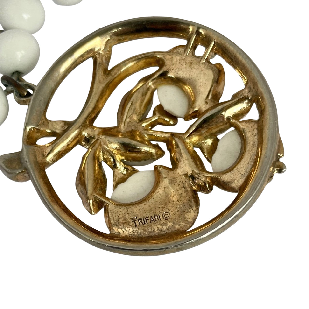 Rare 1950s Crown Trifari White Apple Bracelet, Alfred Phillipe Era