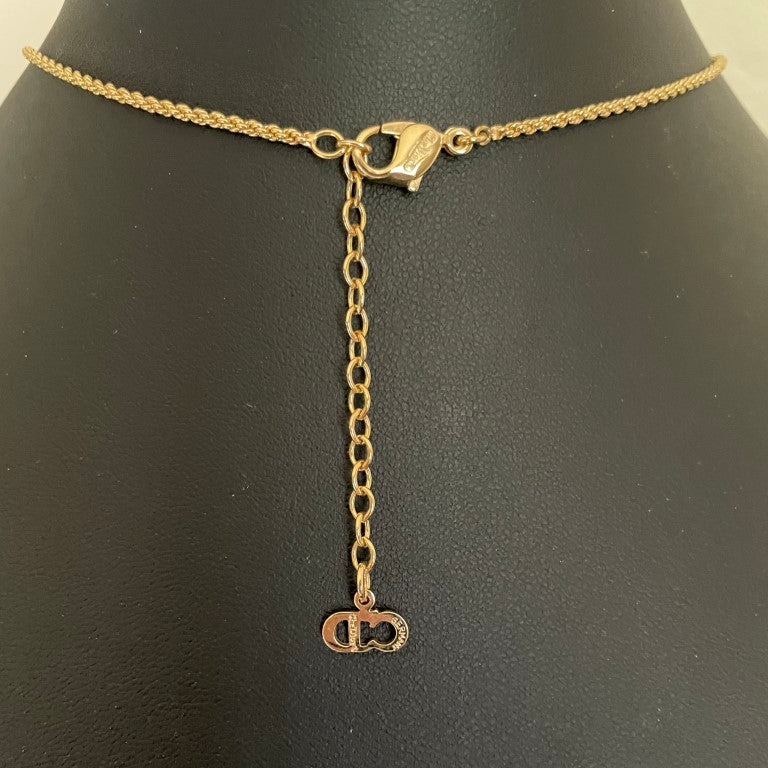 Vintage Christian Dior Gold-Plated Necklace with Aquamarine/Blue Topaz Crystal Drop