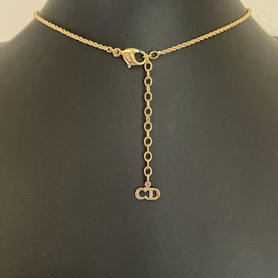 Vintage Christian Dior Gold-Plated Necklace with Aquamarine/Blue Topaz Crystal Drop