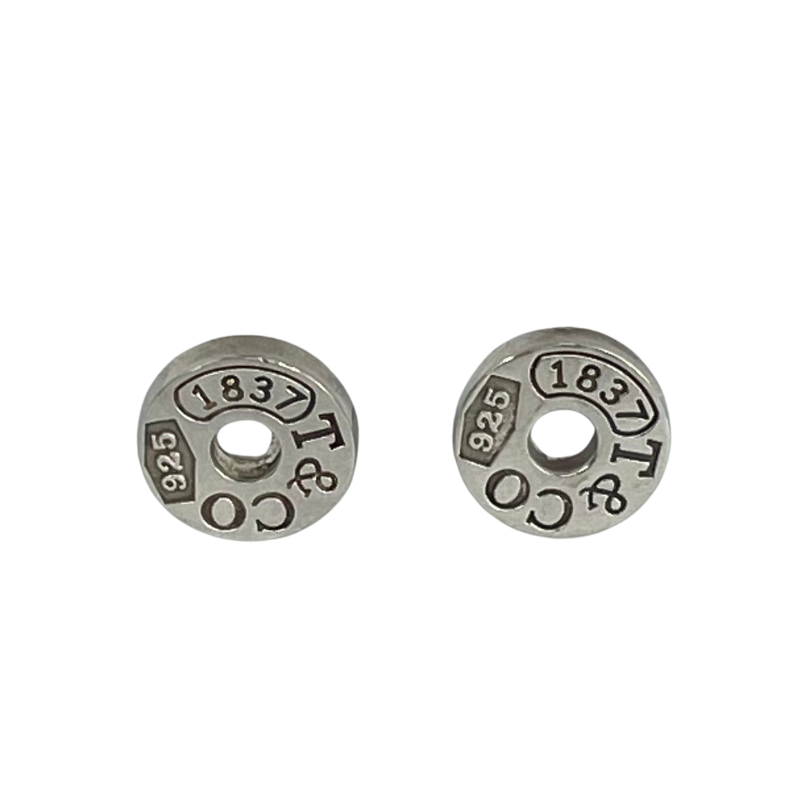 Vintage Tiffany & Co 1837 Circle Earrings Sterling Silver, Original Backs and Pouch