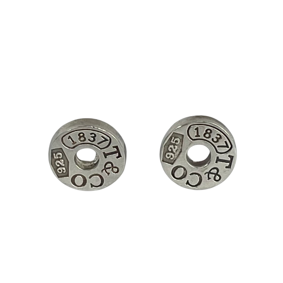 Vintage Tiffany & Co 1837 Circle Earrings Sterling Silver, Original Backs and Pouch