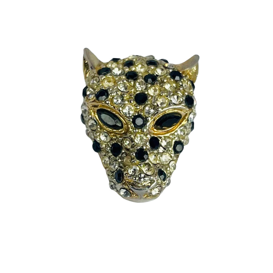 Vintage Butler & Wilson Crystal Leopard Head Brooch, 1980s