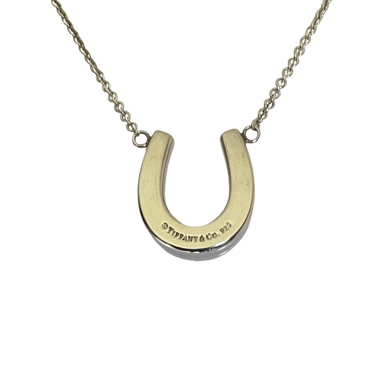 Vintage Tiffany & Co. Sterling Silver Horseshoe Pendant Necklace with Original Box and Pouch