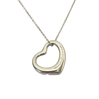 Tiffany & Co. Elsa Peretti Sterling Silver 16mm Open Heart Pendant with Pouch