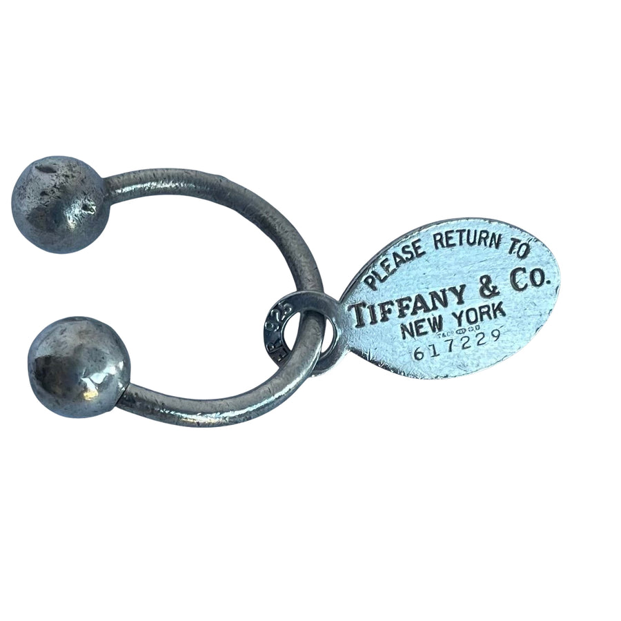Vintage Tiffany & Co. 'Return to Tiffany Oval Tag Horseshoe Keyring, Distressed Condition