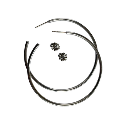 Vintage Tiffany & Co. Large Sterling Silver 50mm Hoop Earrings, Boxed