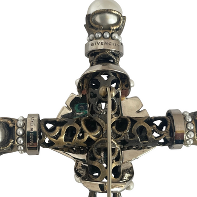 Givenchy Gunmetal/Silver Tone Faux Pearl Statement Brooch