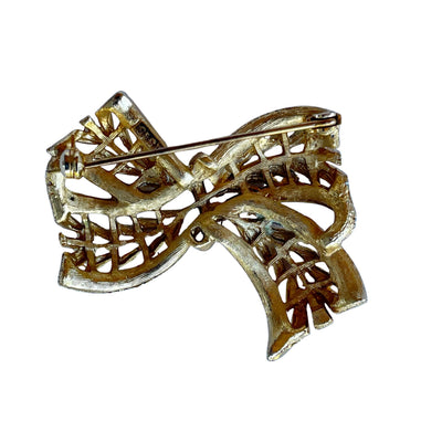 Reverse of a Sphinx A645 vintage brooch, openwork filigree, and secure rollover clasp