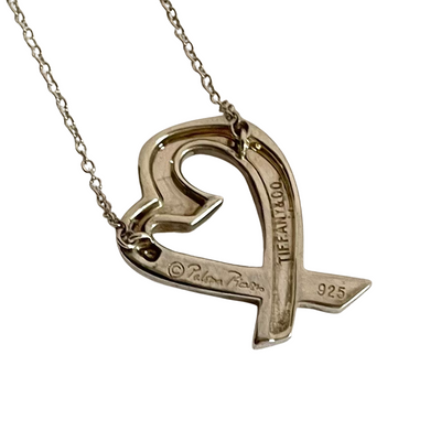 Vintage Tiffany & Co Paloma Picasso Loving Heart Silver Pendant Necklace