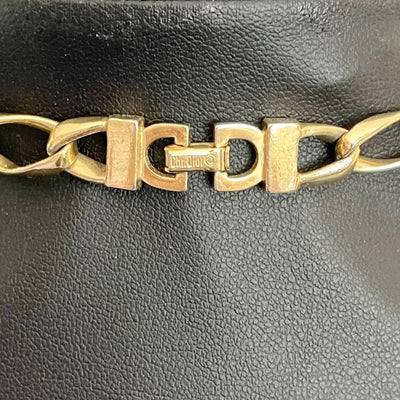 Long gold vintage Christian Dior necklace showing Chr. Dior © signature on clasp