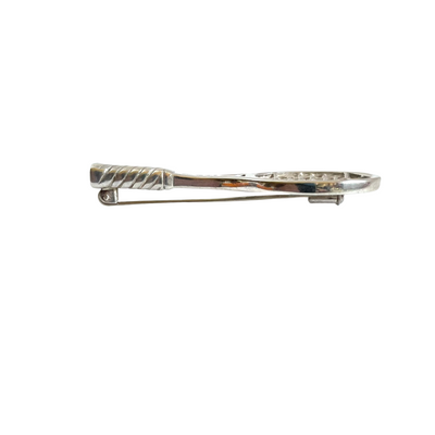 Vintage Sterling Silver Tennis Racket Brooch, Derek Birch, 1978