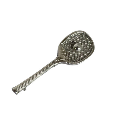 Antique Victorian Sterling Silver Tennis Racket Brooch by Abrahall & Bint, 1890