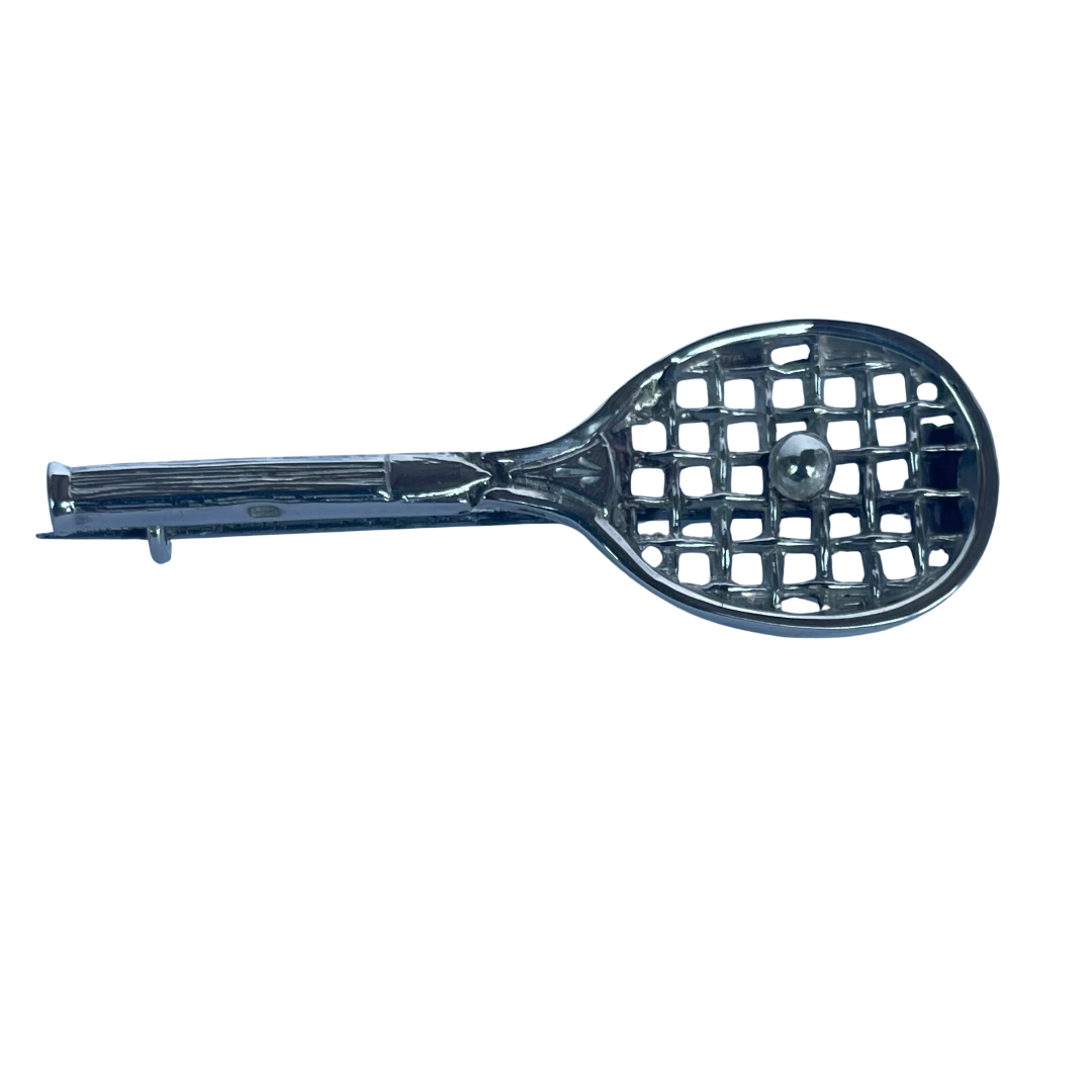 Antique sterling silver tennis racquet brooch