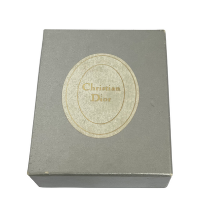 Christian Dior box for Vintage Christian Dior woven gold-plated disc clip earrings with central domed faux pearl, 1980s.