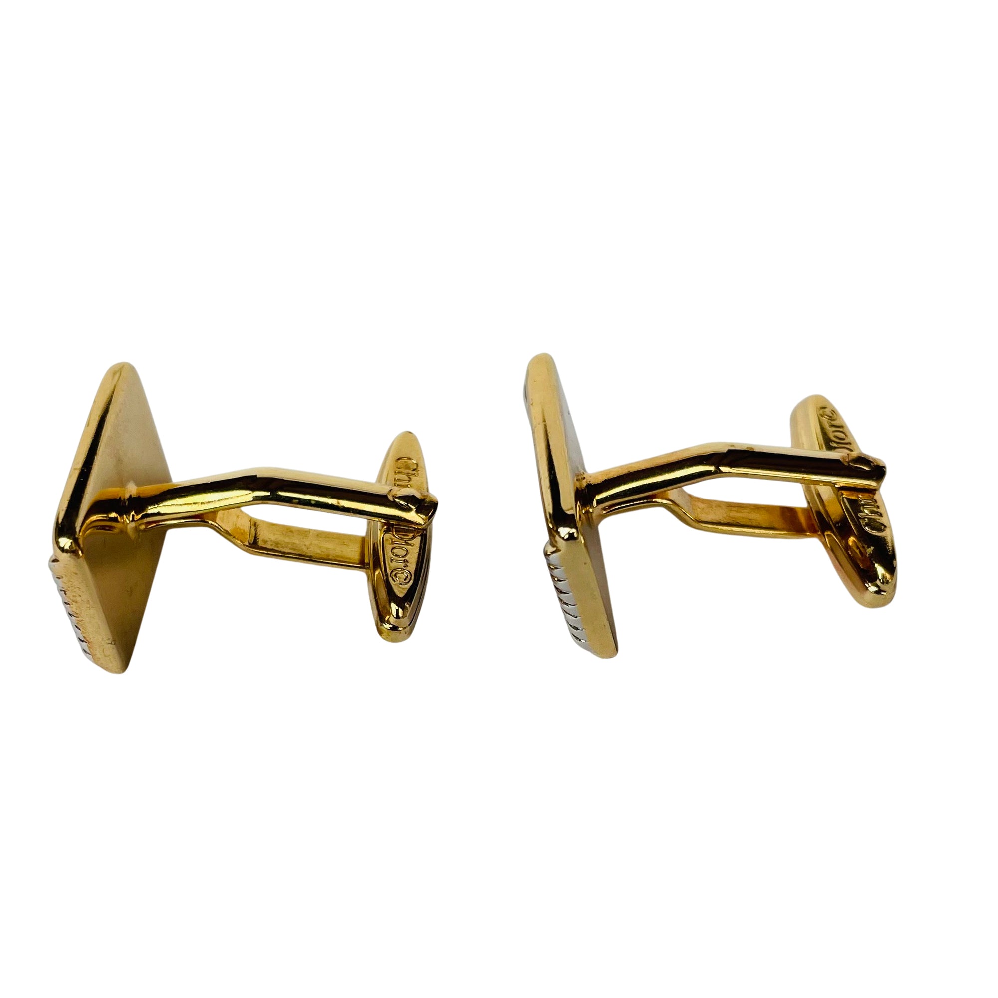 Vintage Christian Dior Monsieur Gold-Plated Black Enamel Cufflinks, Boxed