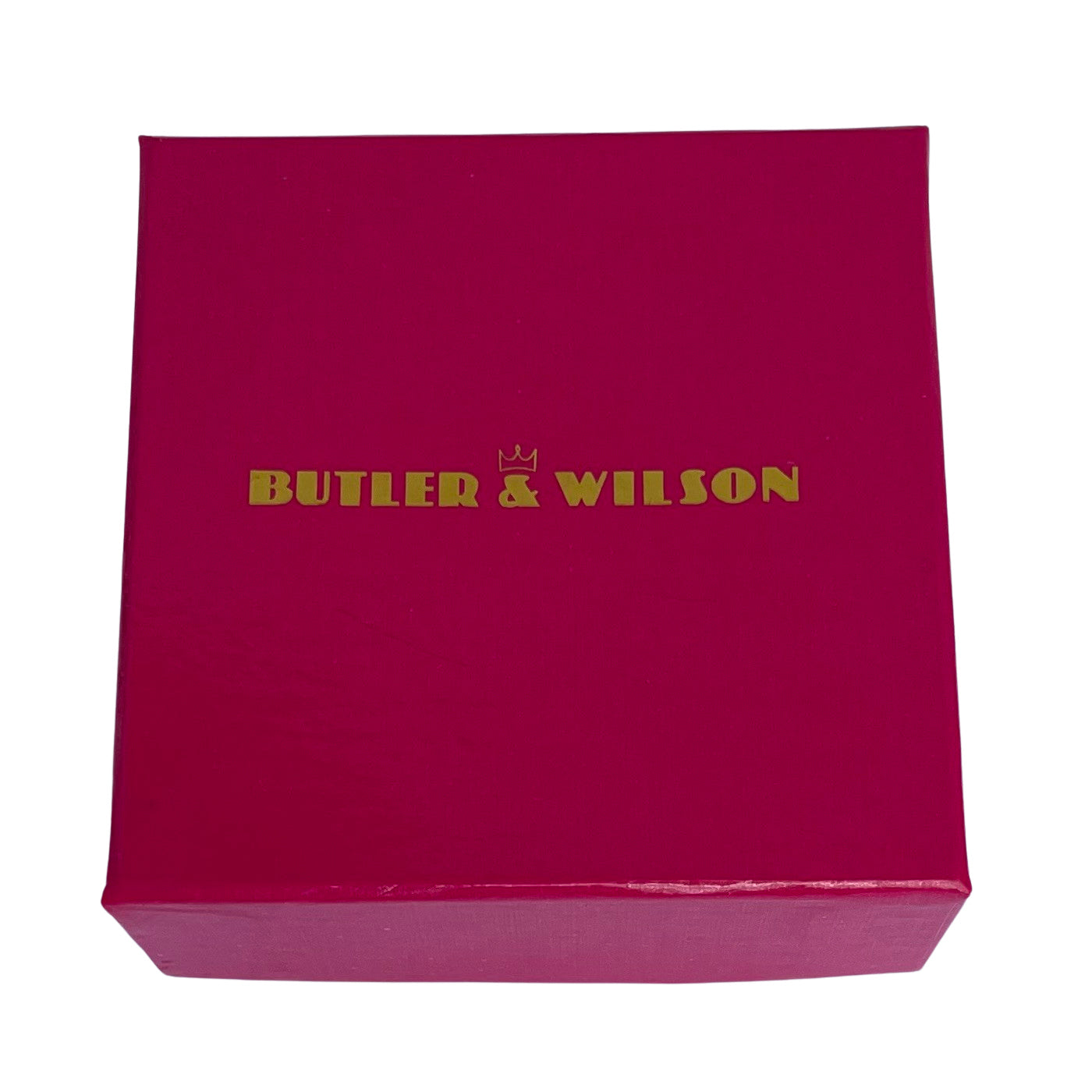 pink box containing vintage Butler & Wilson green enamel high heel shoe earrings in gold-tone metal with aurora borealis crystal accents, brand new in original pink box.