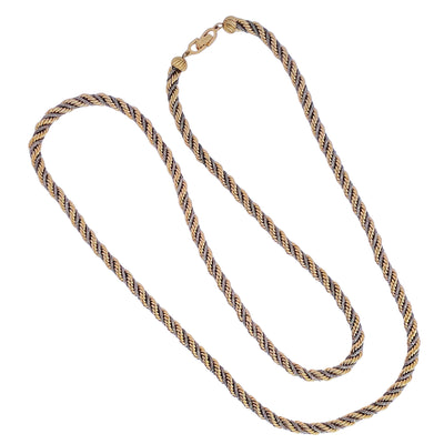 Vintage Christian Dior twisted rope necklace, 80cm gold and silver-tone, signed Chr. Dior, by Henkel & Grosse. 1970s-1980s, excellent condition
