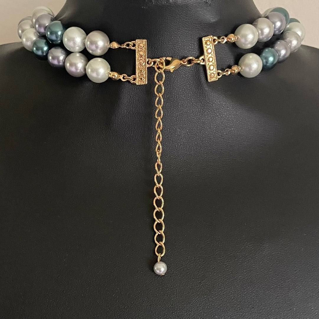 Vintage Kenneth Jay Lane Double-Strand 'Tahitian' Faux Pearl Necklace