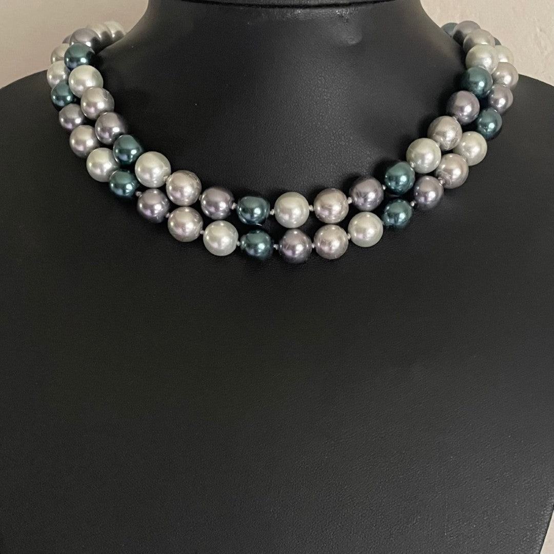 Vintage Kenneth Jay Lane Double-Strand 'Tahitian' Faux Pearl Necklace