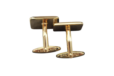 Vintage Christian Dior Monsieur Gold-Plated Black Enamel Cufflinks, Boxed