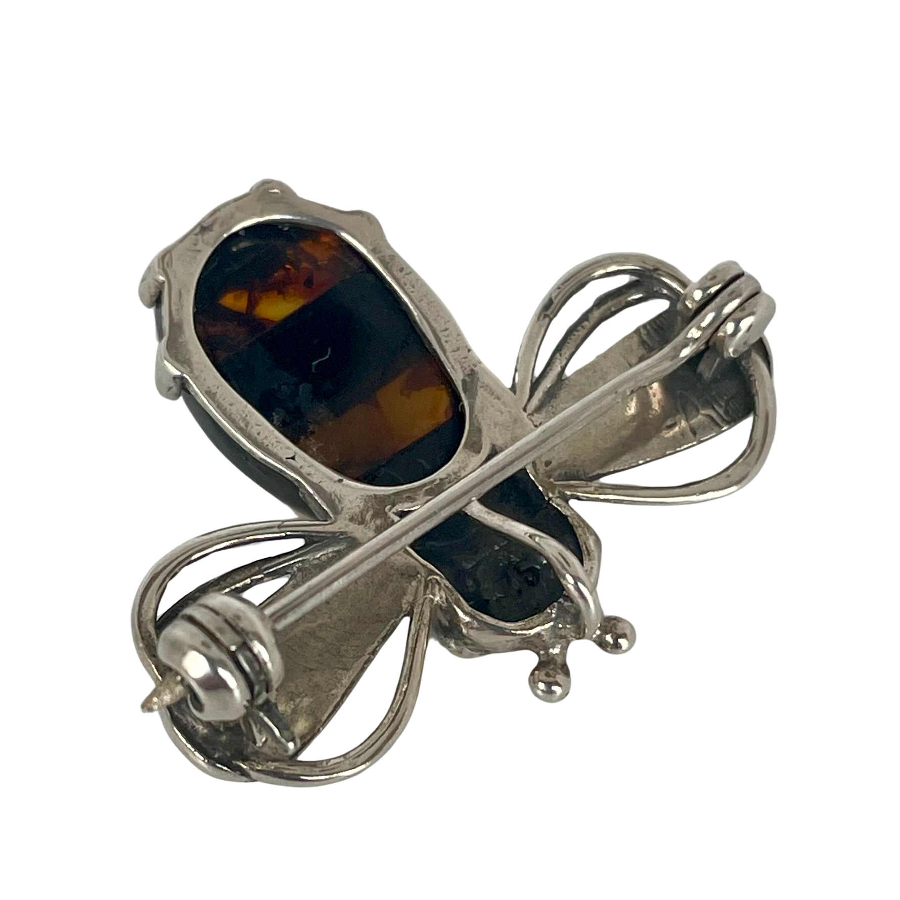 A Vintage Tiger's Eye Silver Brooch / Pendant