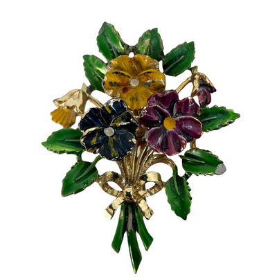 A Vintage Pansy Brooch, signed Exquisite