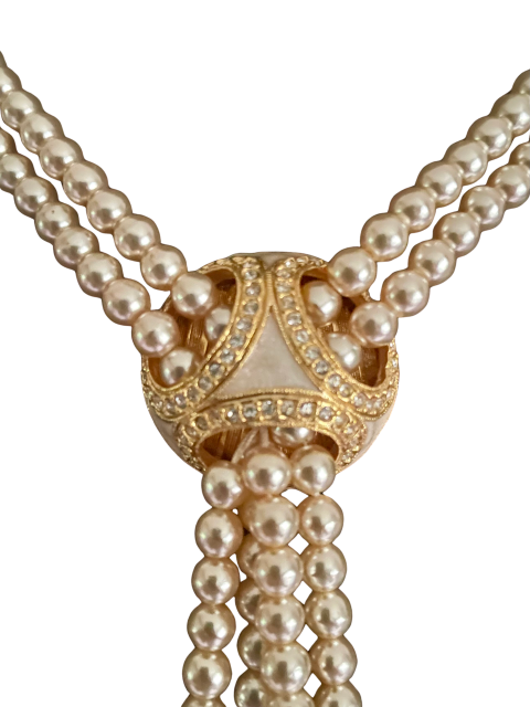 Vintage Helena Rubinstein Faux Pearl Lariat Necklace, 1980s