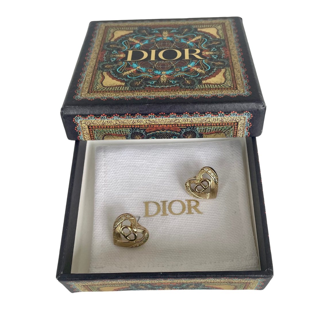A pair of Dior CD Heart Earrings for Pierced Ears