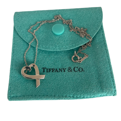 A Vintage Tiffany & Co Paloma Picasso Loving Heart Silver Pendant Necklace