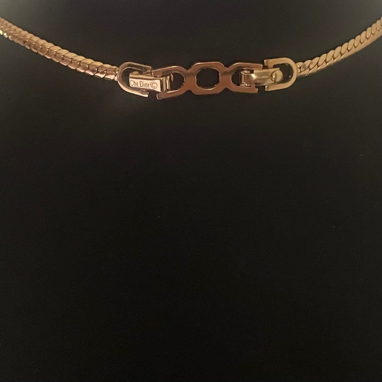 A Christian Dior Vintage Gold Plated Necklace with Faux Emerald