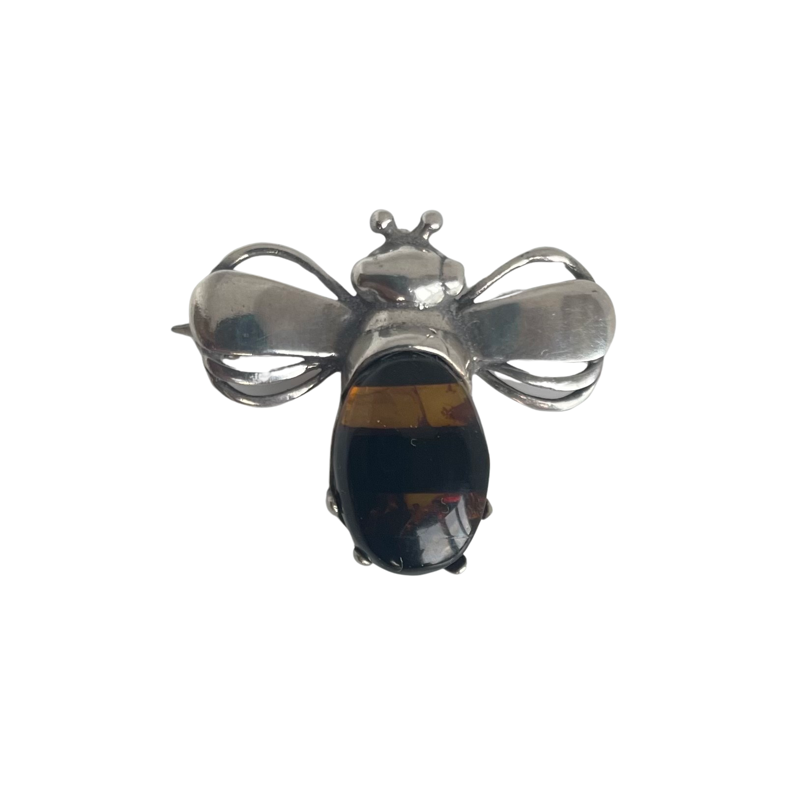 A Vintage Tiger's Eye Silver Brooch / Pendant