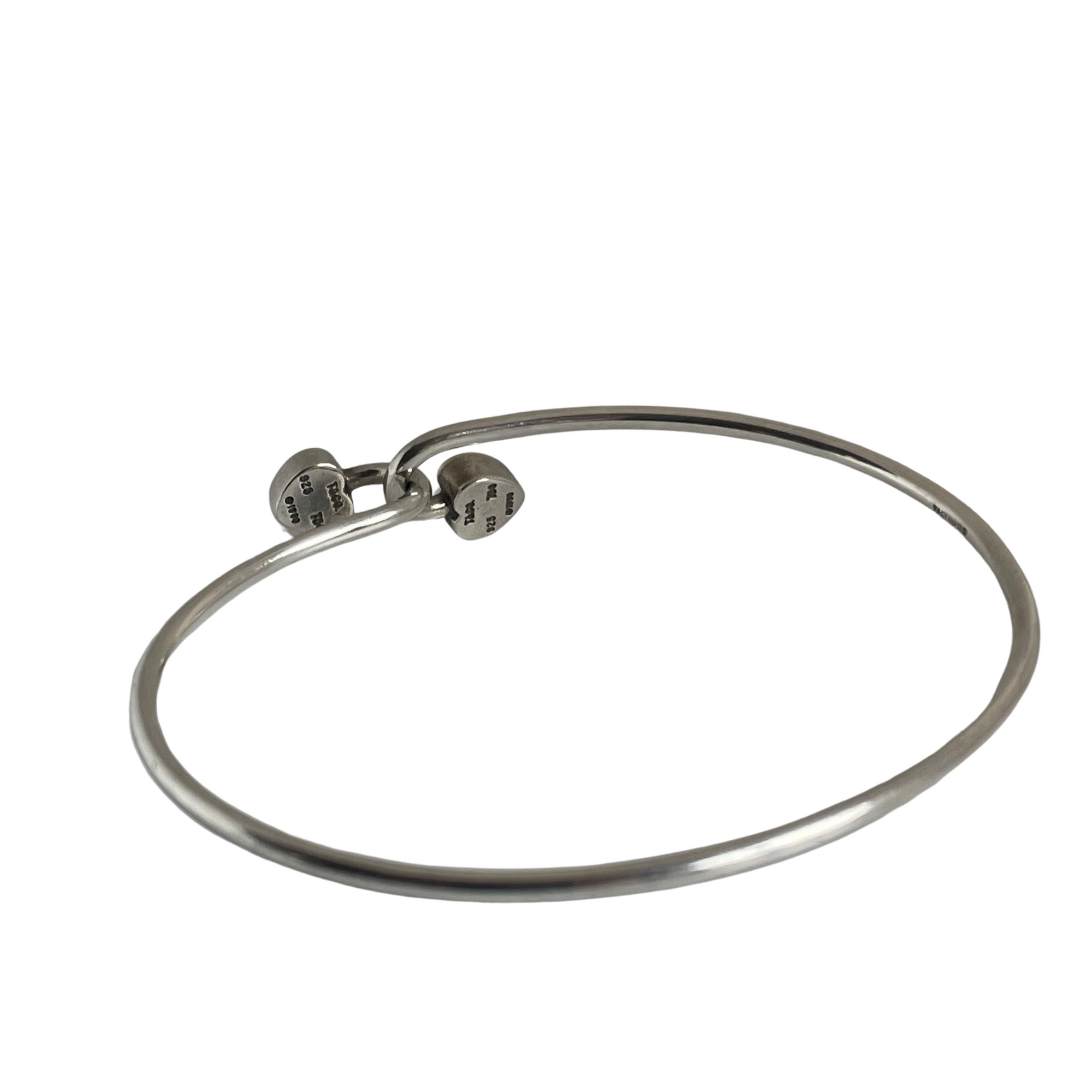 A Vintage Tiffany & Co Sterling Silver 18k Yellow Gold Accent Double Heart Hook Bracelet