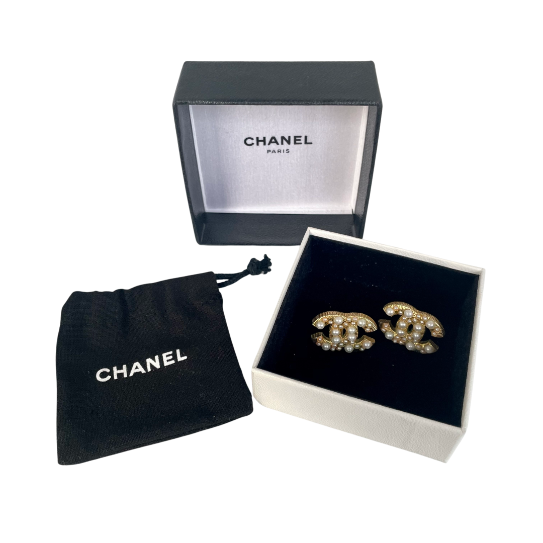 A Pair of Chanel CC Faux Pearl Stud Earrings