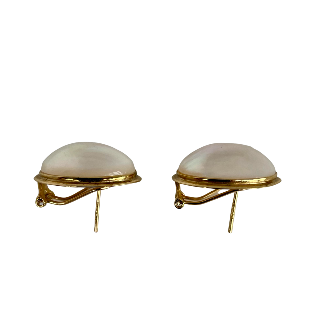 A pair of 9kt Gold Blister Pearl Earrings for Pierced Ears